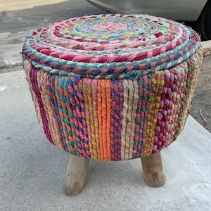 Hand made foot stool with beautiful vibrant colors